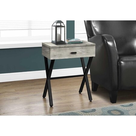 Gfancy Fixtures 22.25 in. Grey Reclaimed Wood Particle Board & Black Metal Accent Table GF3088478